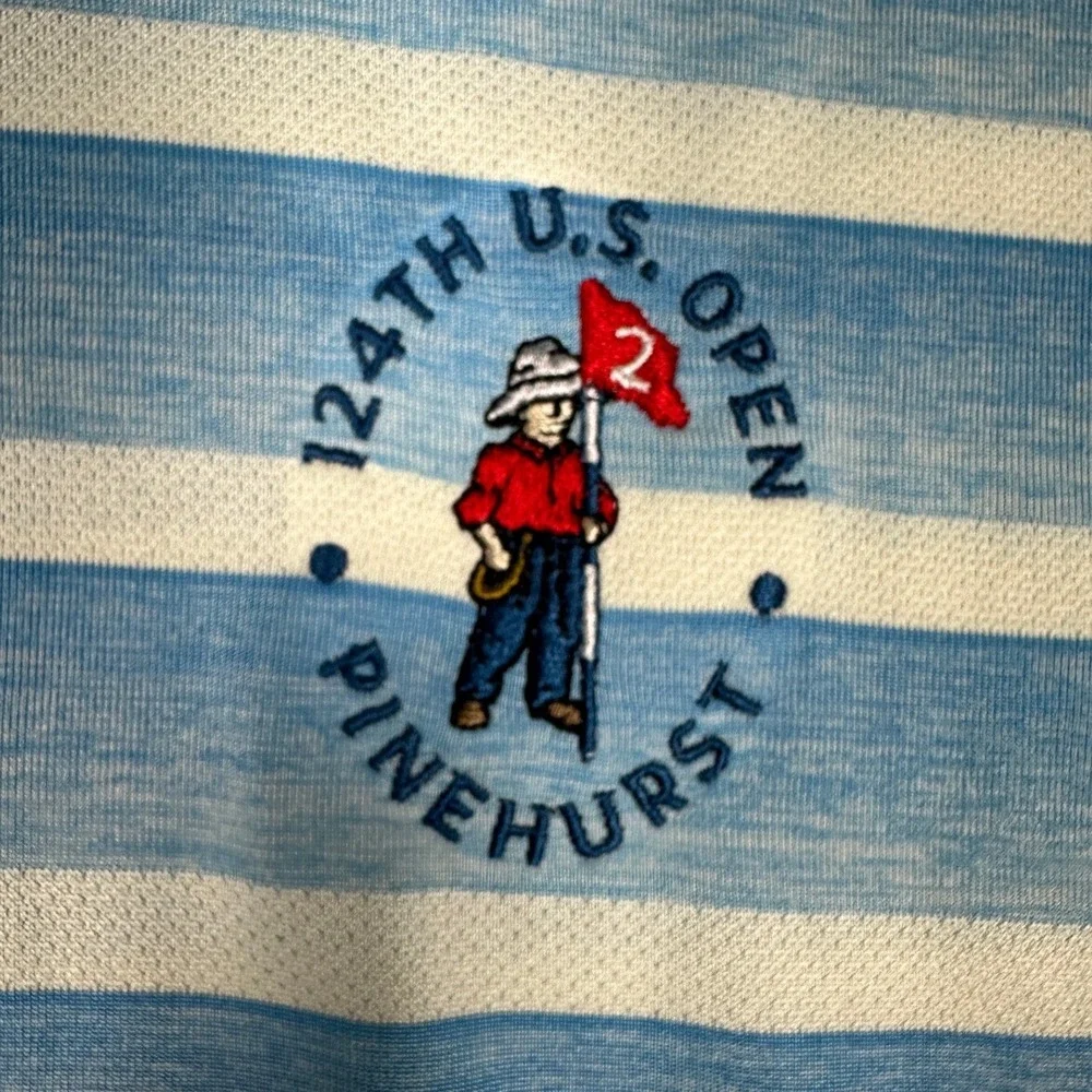 NEW Adidas USGA Polo Shirt Mens Large Blue White Striped Golf Performance Rugby